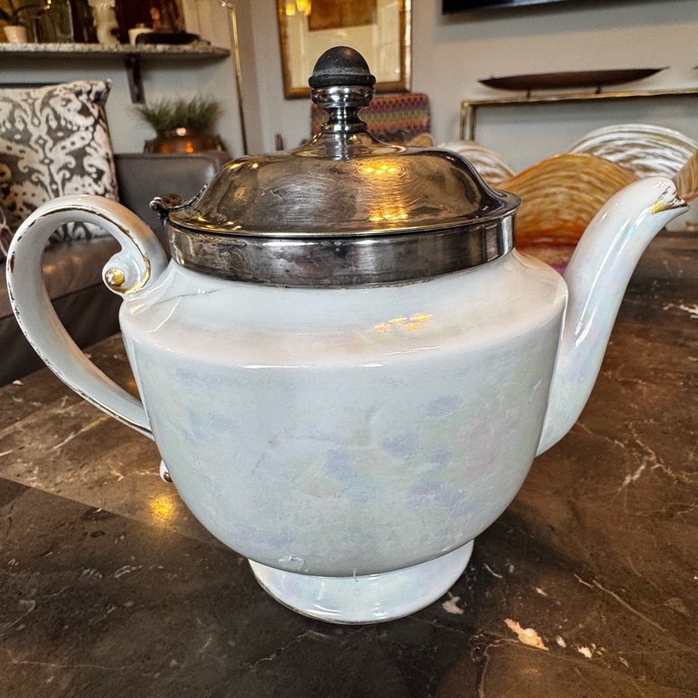 Art Deco White Luster Teapot